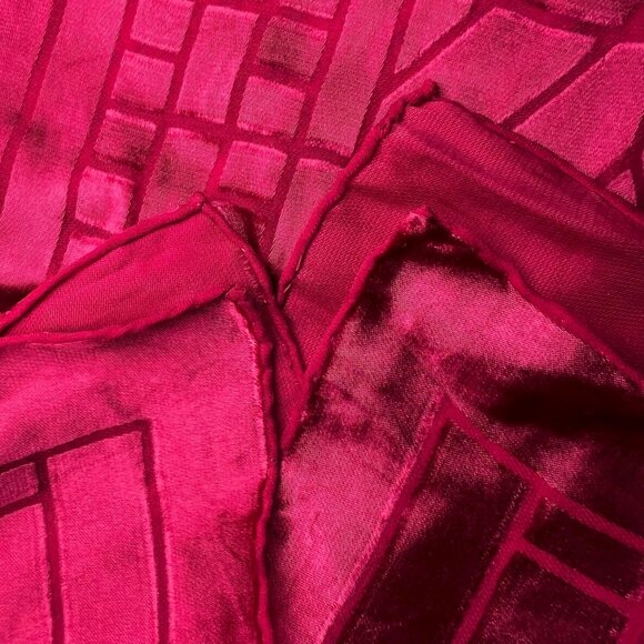 Frank Lloyd Wright MoMA Red Satin Burnout Scarf Silk Blend Rectangle - Picture 8 of 9